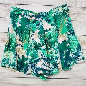 Anthropologie Elevenses tropical print wrap style skort